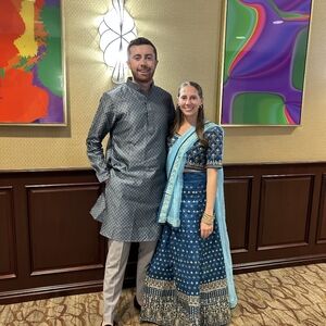 Blue and Gold Embroidered Lehenga Choli